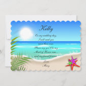ビーチ付きカラフルヒトデメイド・オブ・オーナー（花嫁付き添い人）カード 招待状 (正面)