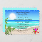 ビーチ付きカラフルヒトデ招待状 招待状 (正面/裏面)