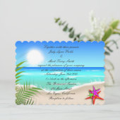 ビーチ付きカラフルヒトデ招待状 招待状 (スタンド正面)