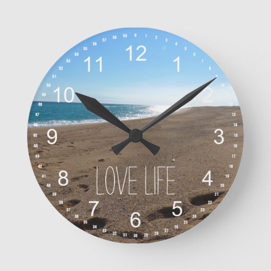 ビーチ付き引用文 ラウンド壁時計 (正面)