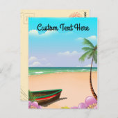 ビーチ付カスタム文字 ポストカード (正面/裏面)