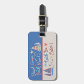 ビーチ休暇 |プおもしろいン |帆船 ラゲッジタグ (正面縦)