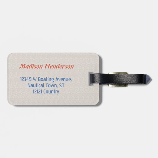 ビーチ休暇 |プおもしろいン |帆船 ラゲッジタグ (裏面横)