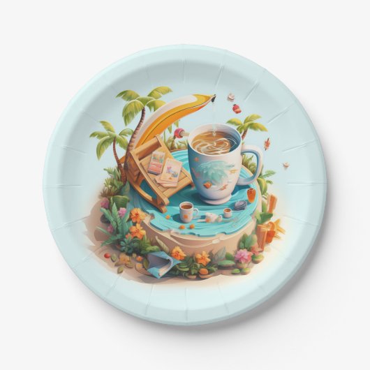 ビーチ休暇 ペーパープレート (正面)
