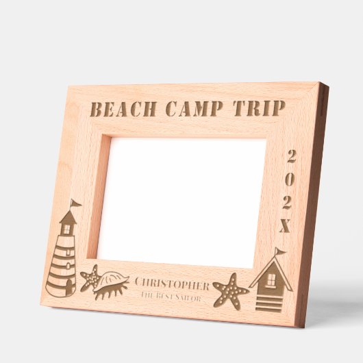 ビーチ休暇 レーザー彫刻フレーム (左)