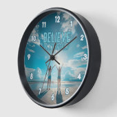 ビーチ信じシーン感動的 壁時計 (傾斜)