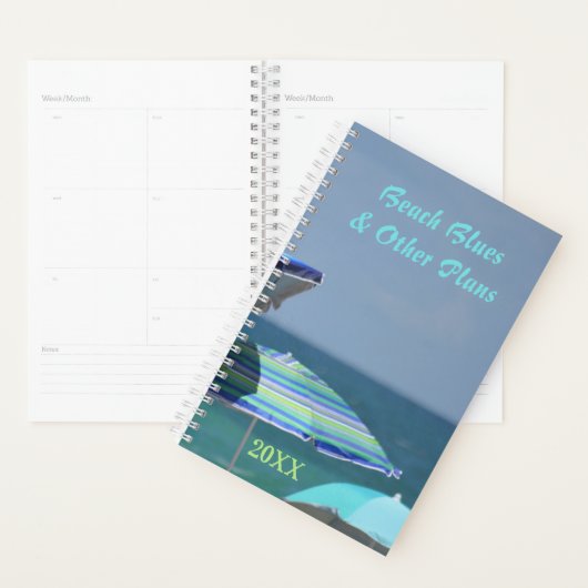 ビーチ傘の色合いブルーカスタマイズ可能 プランナー手帳 (ディスプレー)