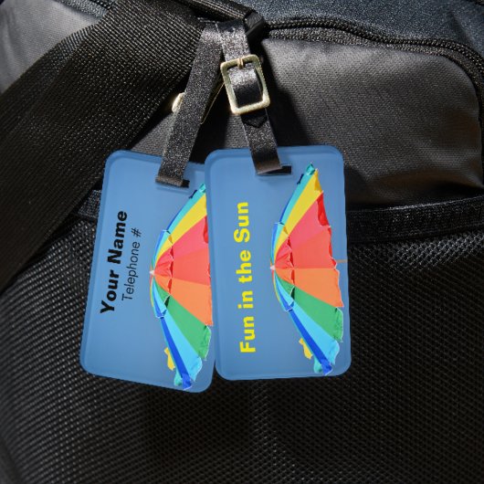 ビーチ傘ブライトカラフル ラゲッジタグ