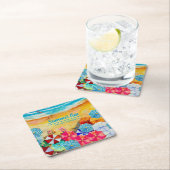 ビーチ傘砂 スクエアペーパーコースター (インサイチュ)