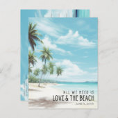 ビーチ先のウェディング救日付 案内ポストカード (正面/裏面)