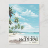 ビーチ先のウェディング救日付 案内ポストカード (正面)