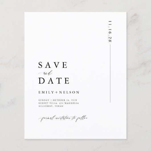 ビーチ先の予算結婚式の保存日付 (裏面)