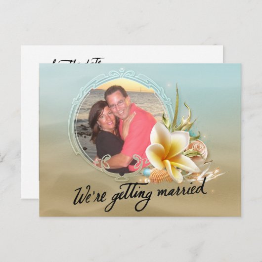 ビーチ先の写真の保存日付 案内ポストカード (正面/裏面)