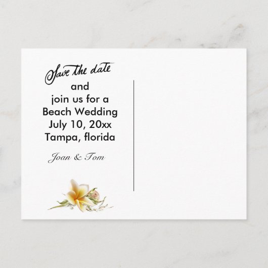 ビーチ先の写真の保存日付 案内ポストカード (裏面)