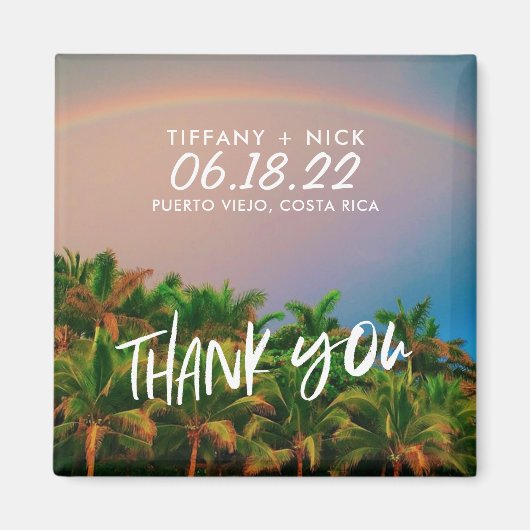 ビーチ先の写真結婚の感謝のお願い マグネット (正面)