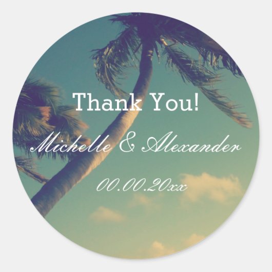 ビーチ先の結婚式の好意のシールとシール ラウンドシール (正面)