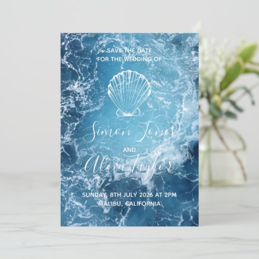 ビーチ先の結婚式の日付を保存 セーブザデート (スタンド正面)