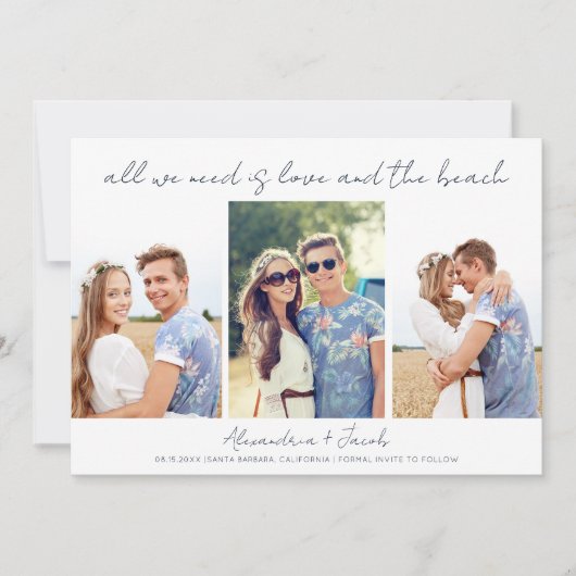 ビーチ先ウェディングフォト日付の保存 セーブザデート (正面)