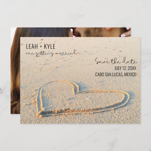 ビーチ先ウェディングフォト日付の保存 セーブザデート (正面/裏面)