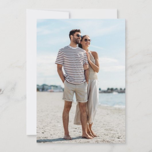 ビーチ先ウェディングフォト日付の保存 セーブザデート (裏面)