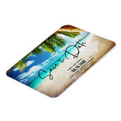 ビーチ先ウェディングフォト日付の保存 マグネット (左側)