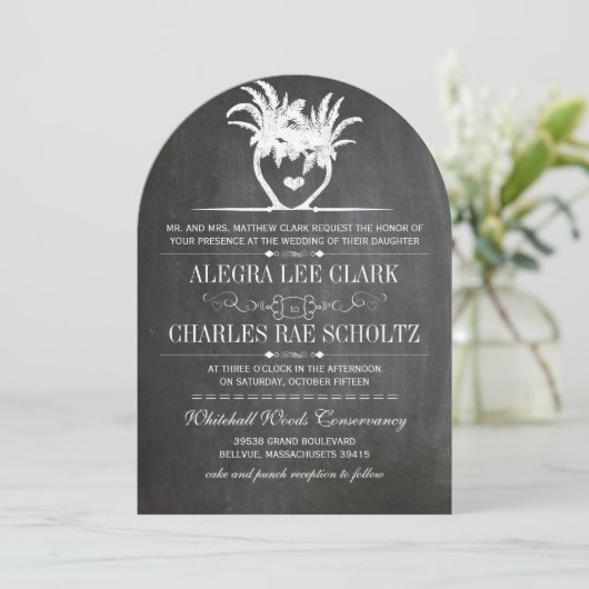 ビーチ先シャルボードタイポグラフィ招待状 招待状 (スタンド正面)