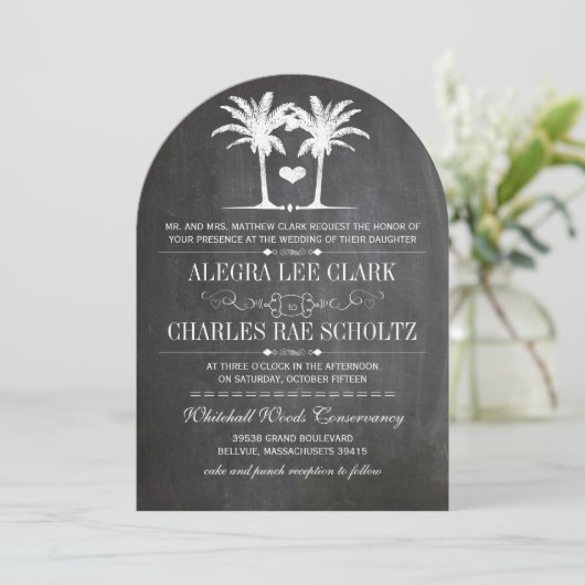 ビーチ先シャルボードタイポグラフィ招待状 招待状 (スタンド正面)