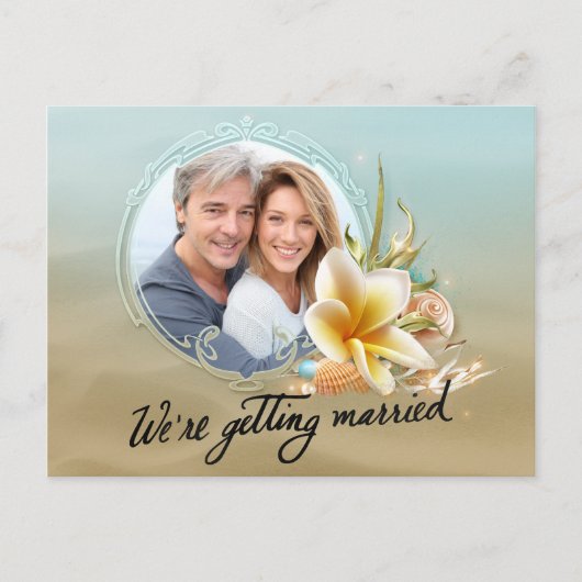 ビーチ先フォトセーブ・ザ・デート案内 案内ポストカード (正面)