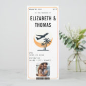 ビーチ先モダンヴィンテージ結婚写真 招待状 (スタンド正面)