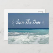 ビーチ先モダン日付はがきを保存 ポストカード (正面/裏面)