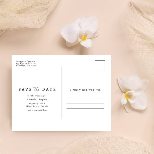 ビーチ先結婚式の予算日付の保存 案内ポストカード
