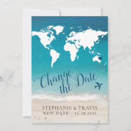 ビーチ先結婚式の日付の変更 案内状