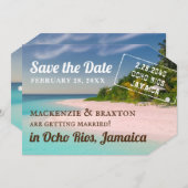 ビーチ先結婚式の日付を保存する – ラベル (正面/裏面)