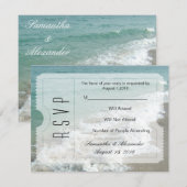 ビーチ先結婚式チケット招待状RSVP 出欠カード (正面/裏面)