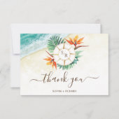 ビーチ先結婚式パスポートありがとうありがとう 出欠カード (正面)