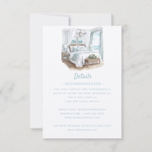 ビーチ先結婚式 | 詳細 出欠カード (正面)