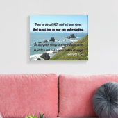 ビーチ写真と箴言3:5-6からの聖なる書物、 経典 キャンバスプリント (インサイチュ (リビング))