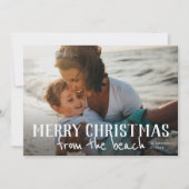 ビーチ写真のホリデーカードからメリークリスマス カード (正面)