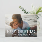 ビーチ写真のホリデーカードからメリークリスマス カード (スタンド正面)