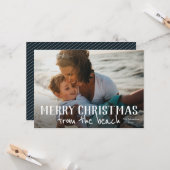 ビーチ写真のホリデーカードからメリークリスマス カード (正面/裏面インサイチュ)