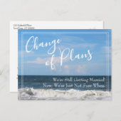 ビーチ写真の変更が延期された計画結婚の ポストカード (正面/裏面)