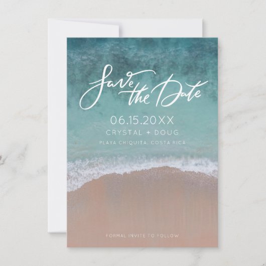 ビーチ写真の宛先ウェディング日付の保存 セーブザデート (正面)