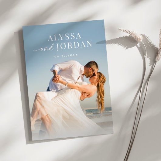 ビーチ写真の結婚式の招待 |ミニマモダンリスト 招待状