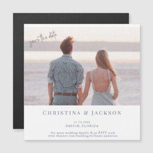 ビーチ写真の結婚式の日付の保存 マグネット招待状