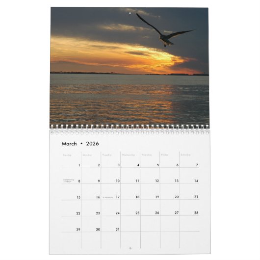 ビーチ写真アットサンセット2024 カレンダー (3月 2026)