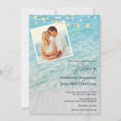 ビーチ写真シーサイドストリングライトウェブサイト 招待状 (正面)