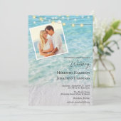 ビーチ写真シーサイドストリングライトウェブサイト 招待状 (スタンド正面)