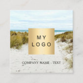 ビーチ写真ロゴQRコードSNS スクエア名刺 (正面)