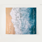 ビーチ写真結婚の座席表プリント タペストリー (正面(横))