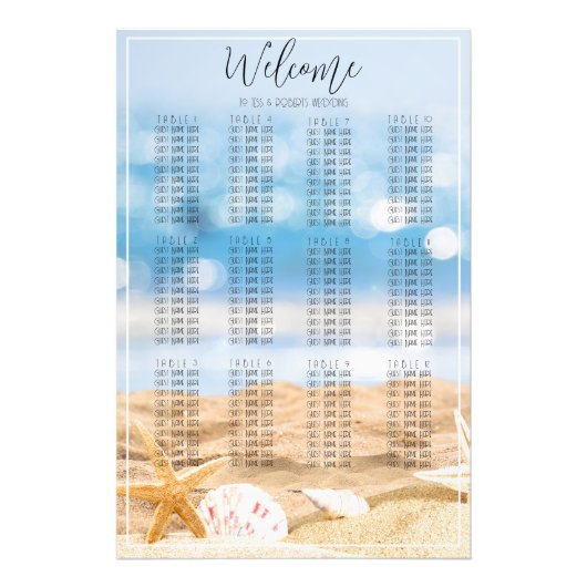 ビーチ写真結婚の座席表プリント フォトプリント            (正面)